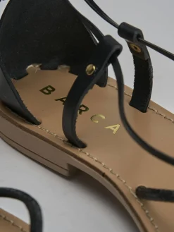 Sandalo tacco 1 cm nero pelle