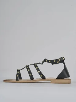 Sandalo tacco 1 cm nero pelle