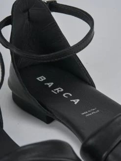 Sandalo tacco 1 cm nero pelle