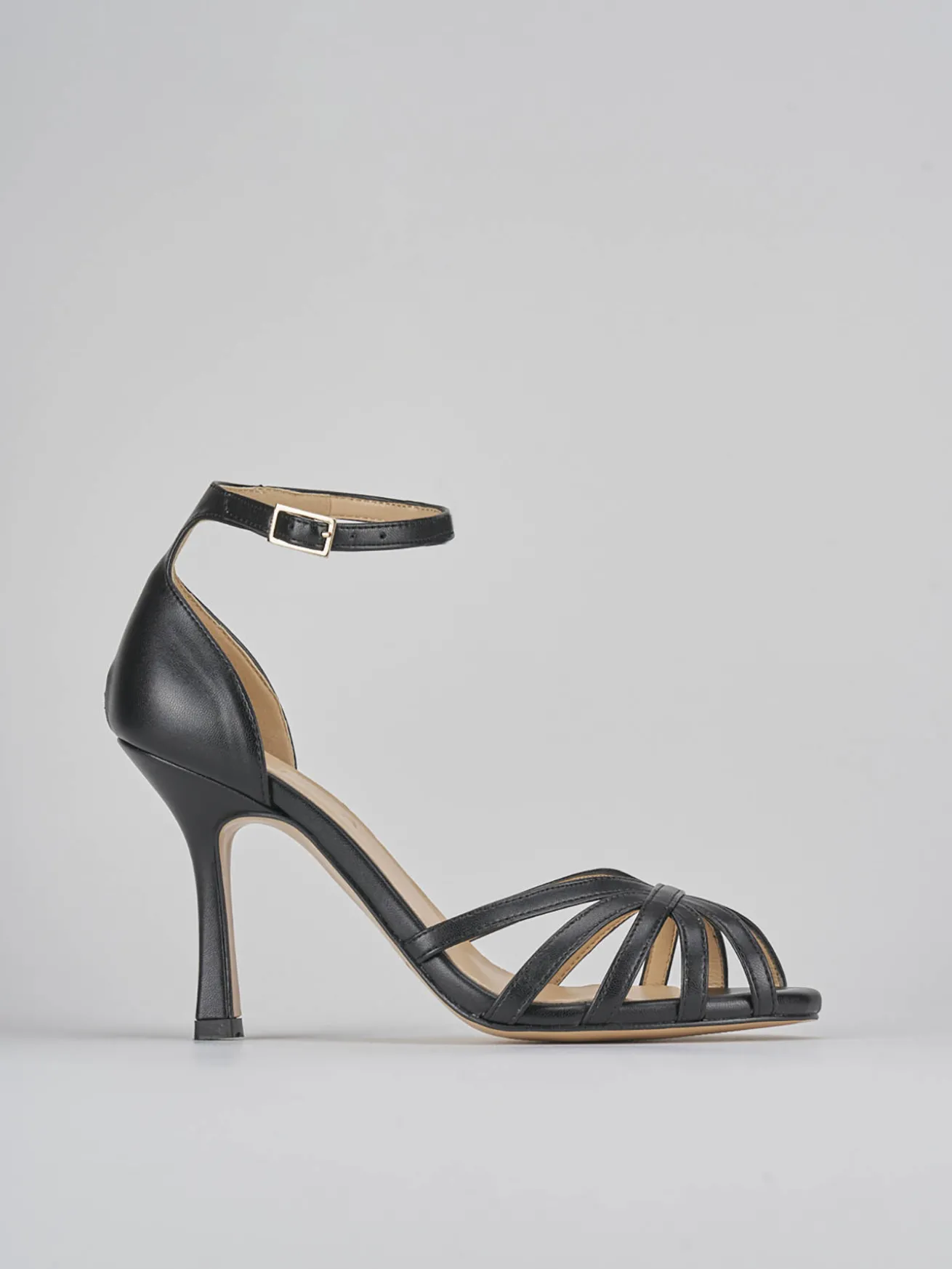 Sandalo tacco 9 cm nero pelle