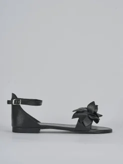 Sandalo tacco 1 cm nero pelle