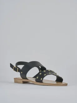 Sandalo tacco 1 cm nero pelle