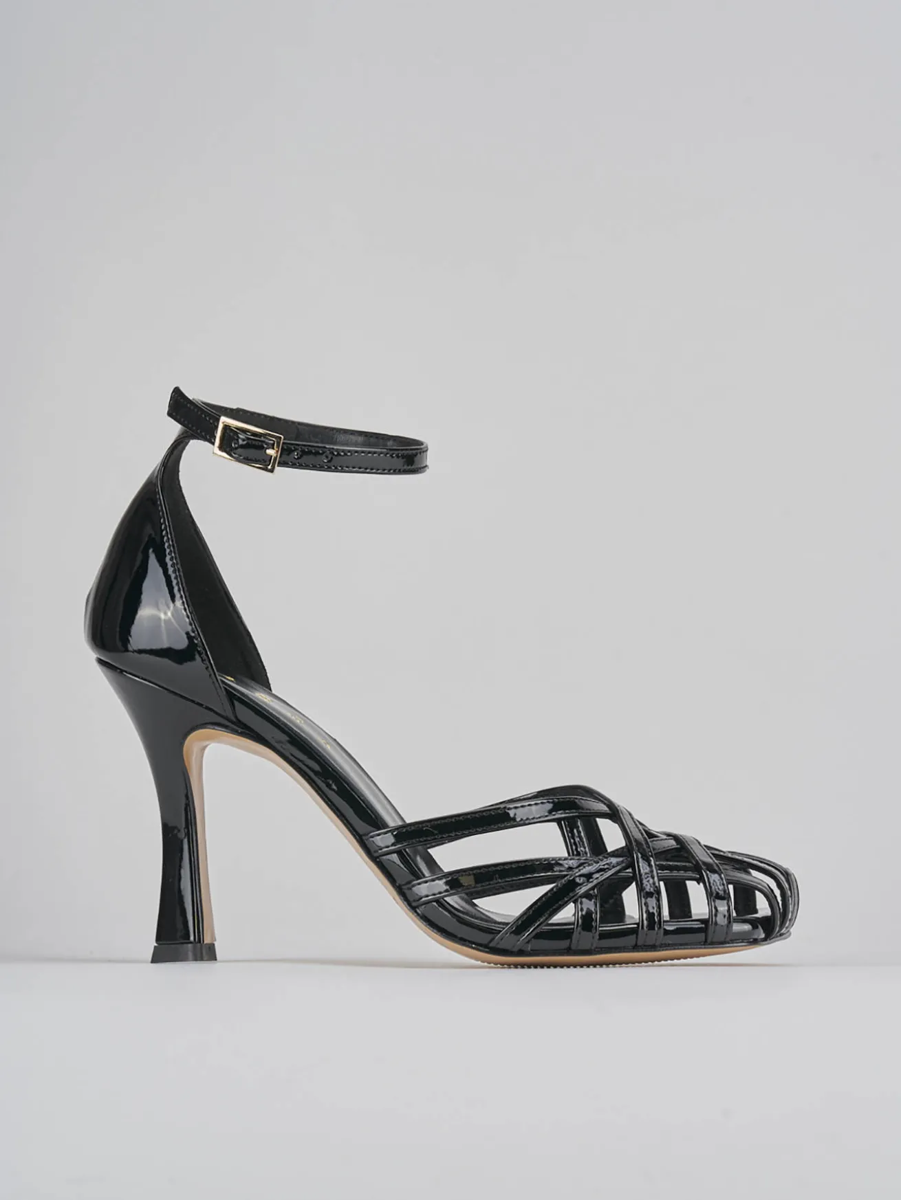 Sandalo tacco 9 cm nero vernice