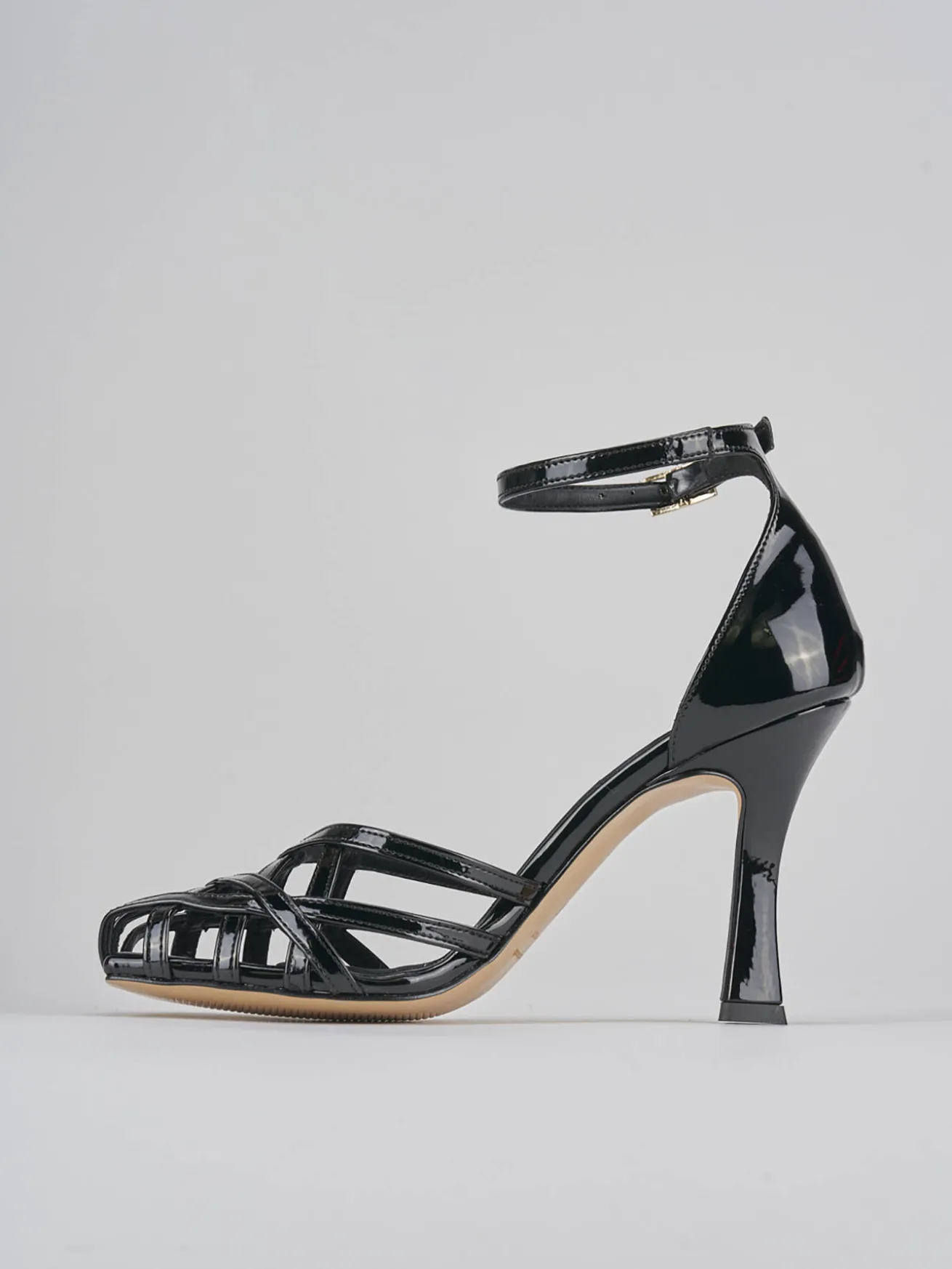 Sandalo tacco 9 cm nero vernice