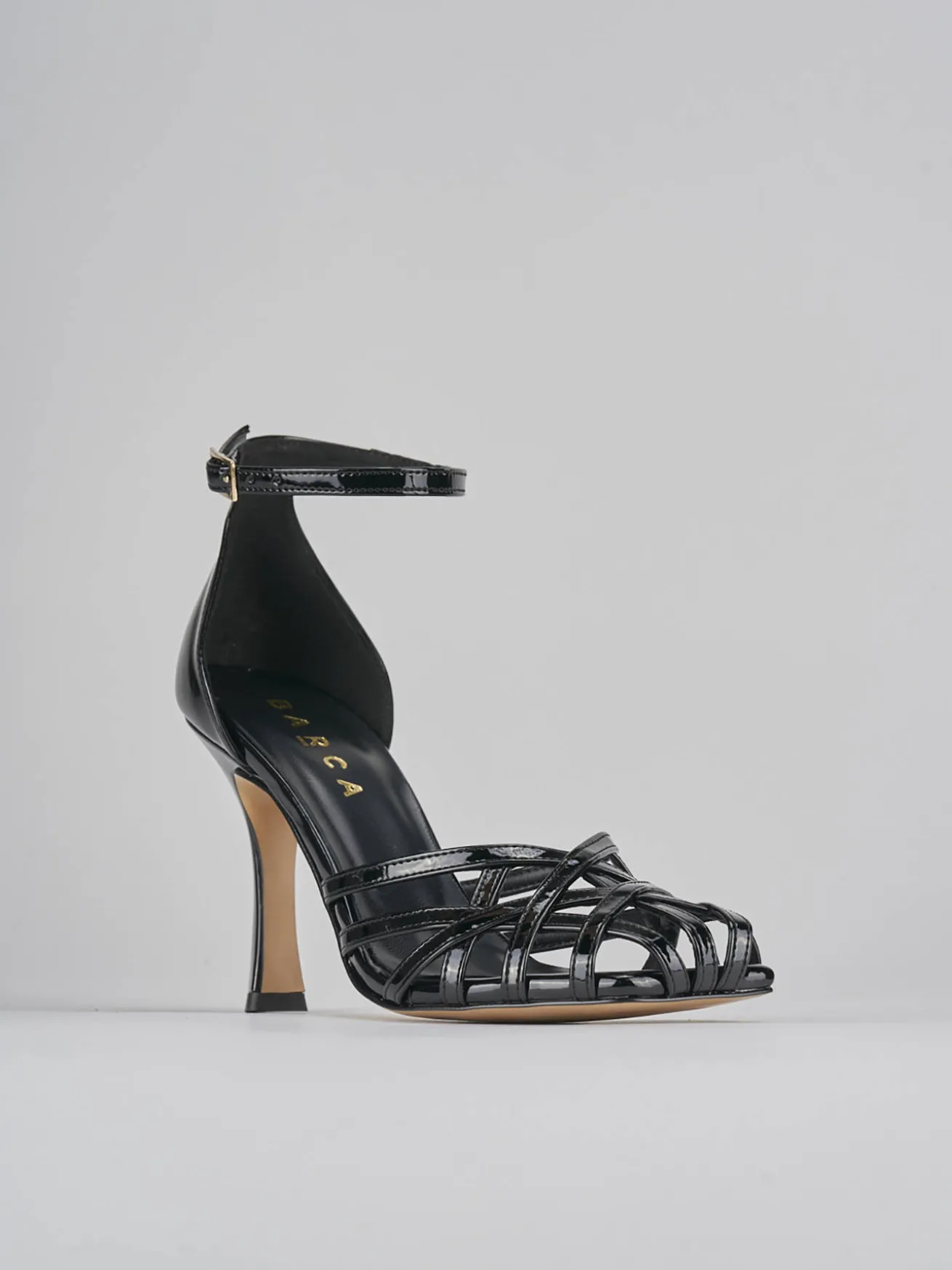 Sandalo tacco 9 cm nero vernice