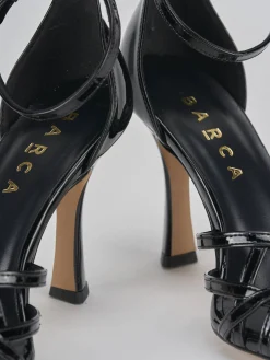 Sandalo tacco 9 cm nero vernice