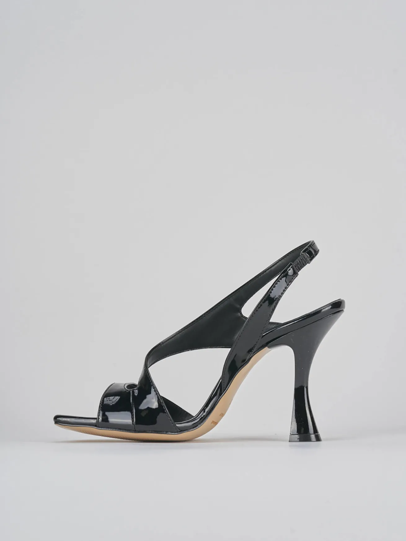 Sandalo tacco 9 cm nero vernice
