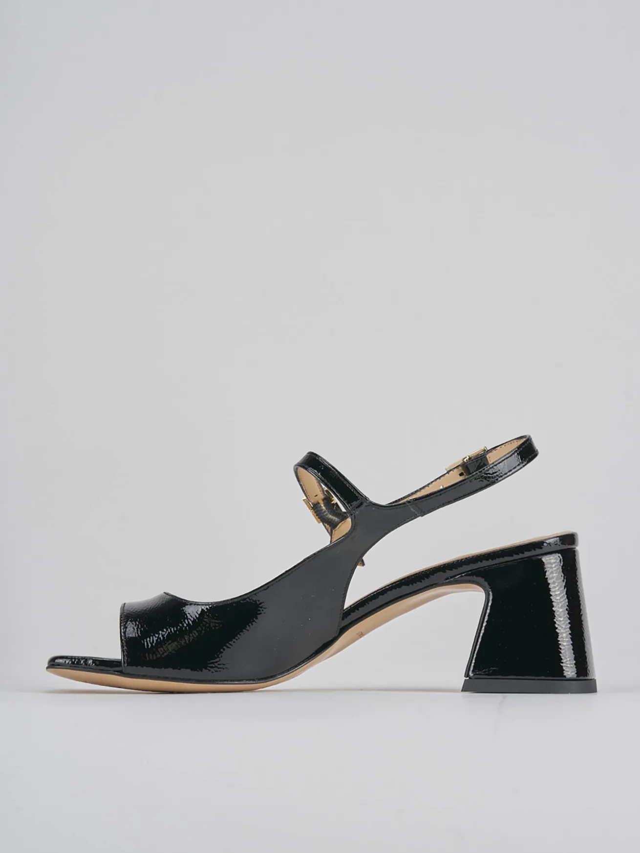 Sandalo tacco 6 cm nero vernice