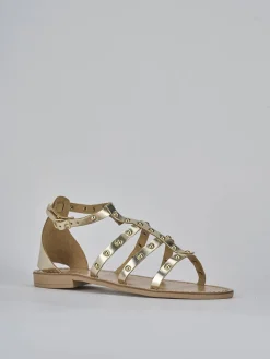 Sandalo tacco 1 cm oro laminato