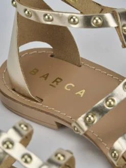 Sandalo tacco 1 cm oro laminato