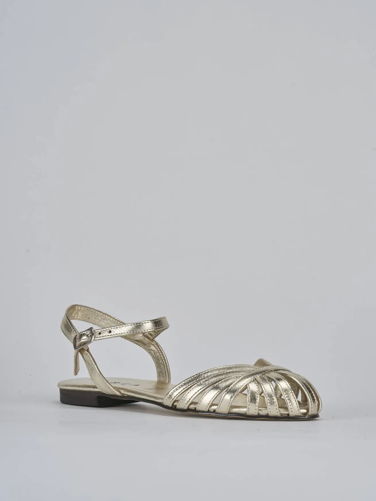 Sandalo tacco 1 cm oro laminato