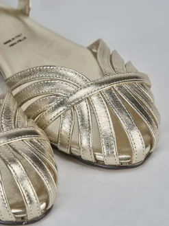 Sandalo tacco 1 cm oro laminato