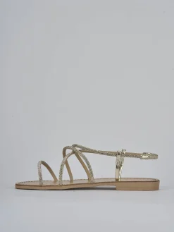 Sandalo tacco 1 cm oro pelle