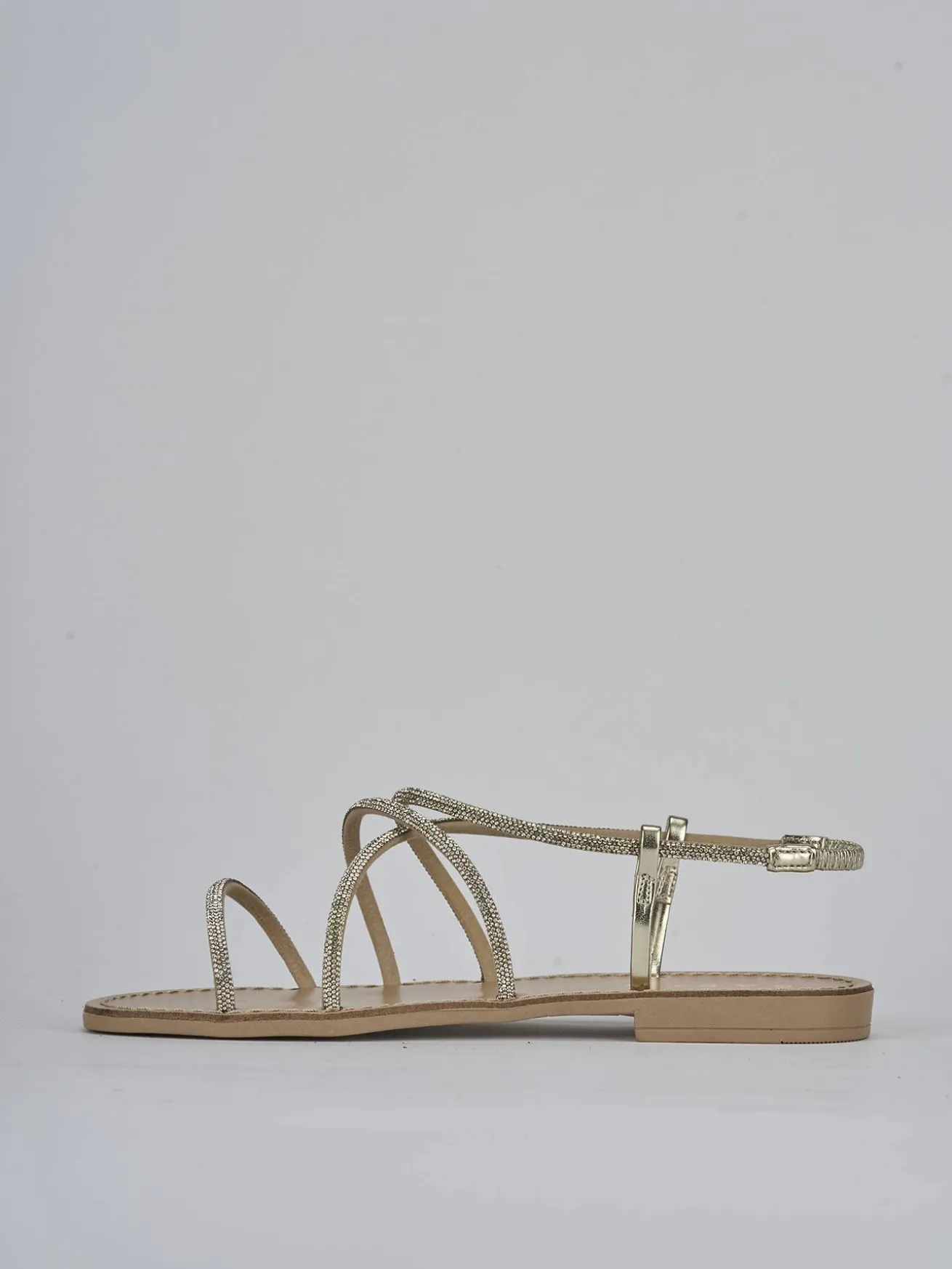 Sandalo tacco 1 cm oro pelle