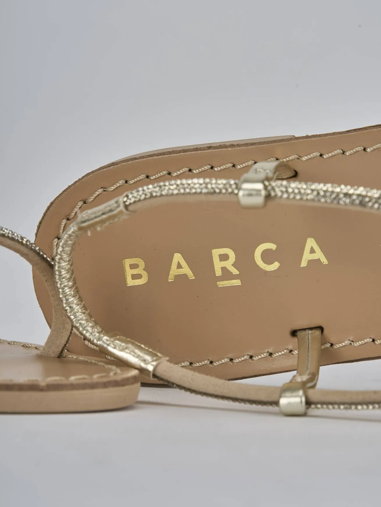 Sandalo tacco 1 cm oro pelle