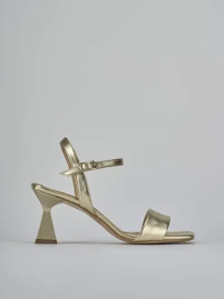 Sandalo tacco 7 cm oro pelle