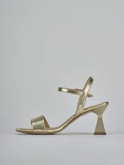 Sandalo tacco 7 cm oro pelle
