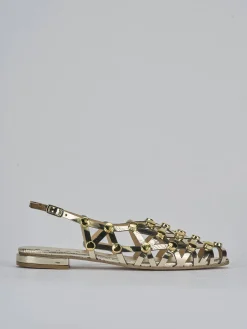 Sandalo tacco 2 cm oro pelle