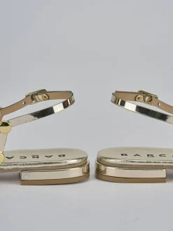 Sandalo tacco 2 cm oro pelle