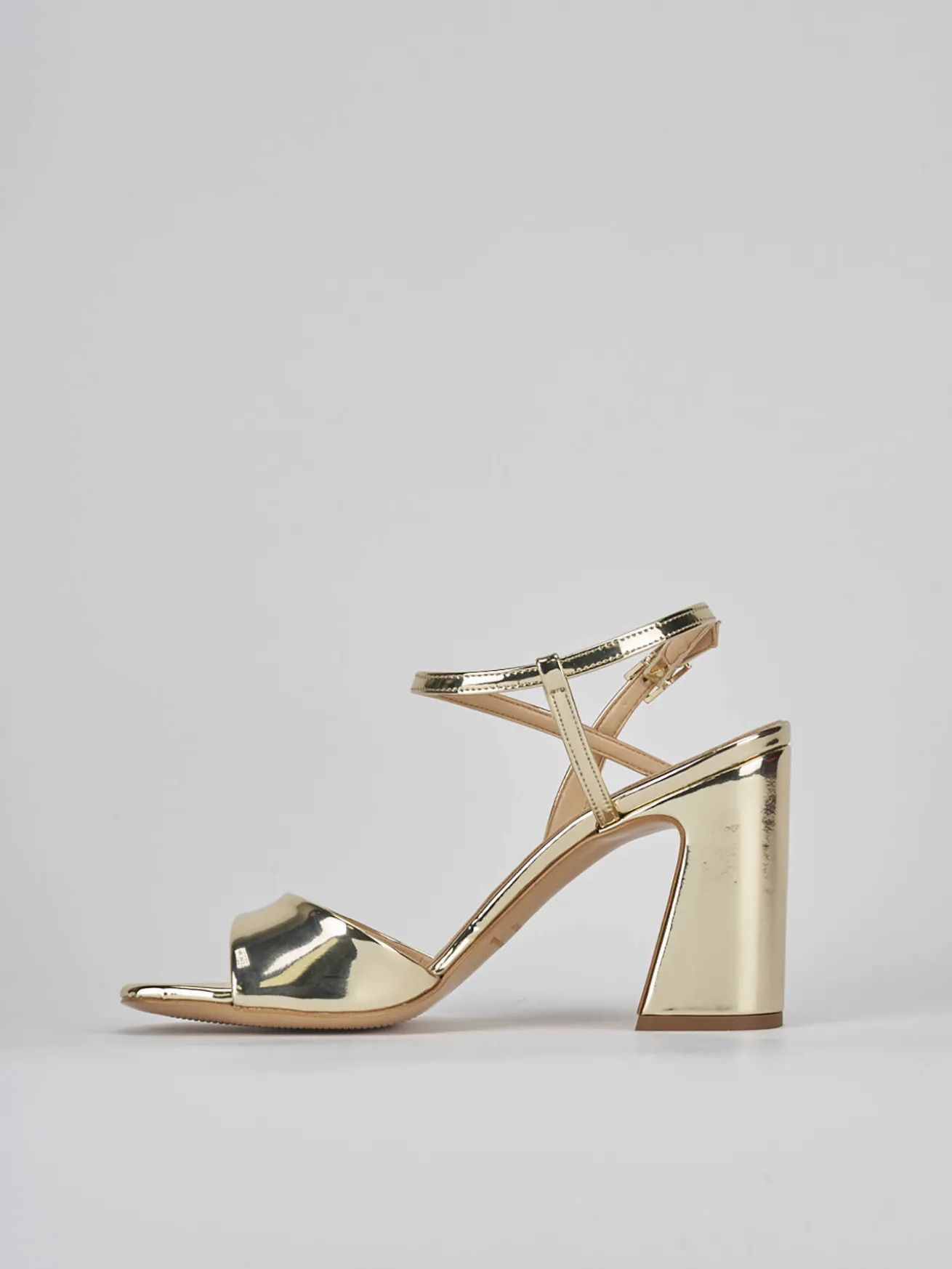 Sandalo tacco 7 cm oro pelle