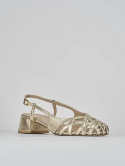 Sandalo tacco 5 cm oro pelle