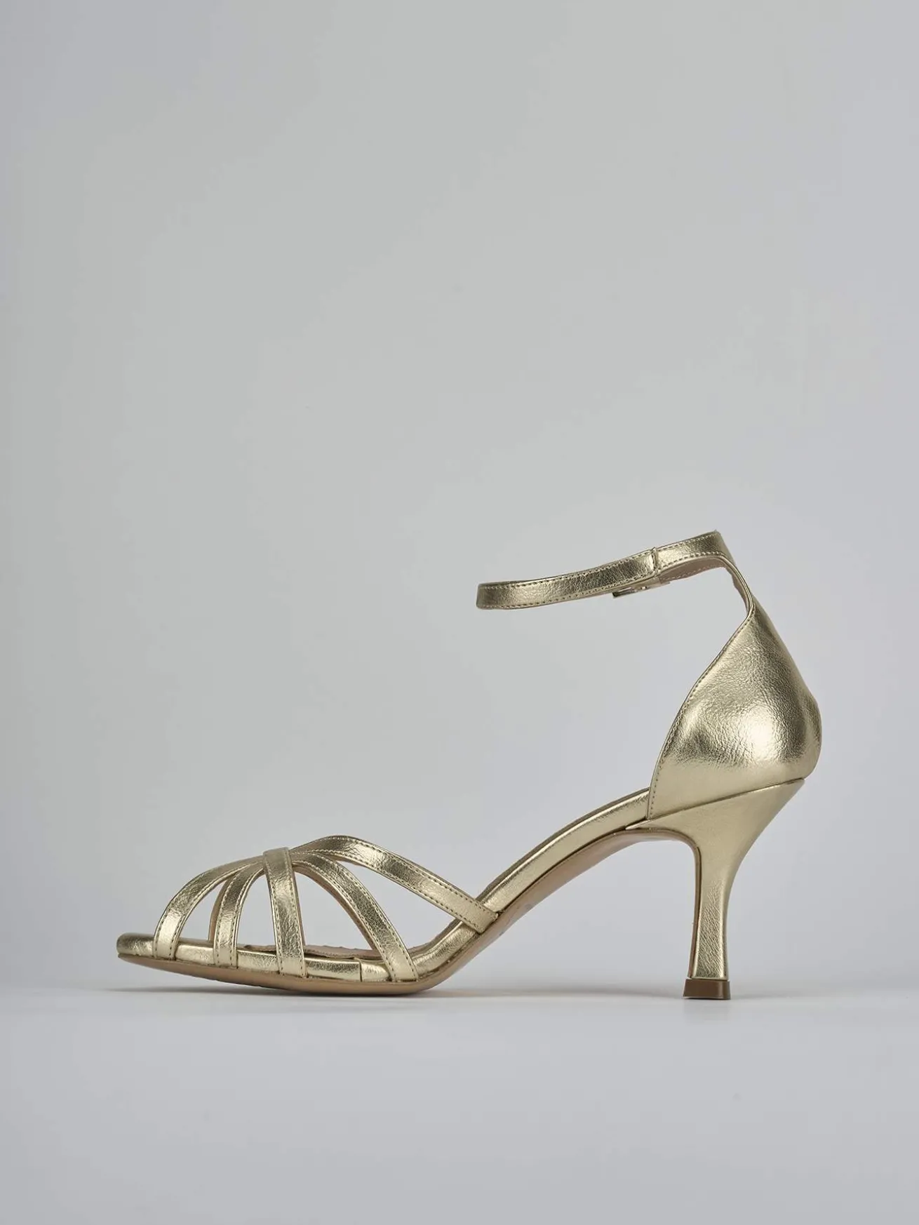 Sandalo tacco 7 cm oro pelle