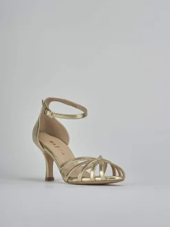 Sandalo tacco 7 cm oro pelle