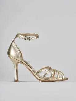 Sandalo tacco 9 cm oro pelle