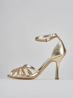 Sandalo tacco 9 cm oro pelle