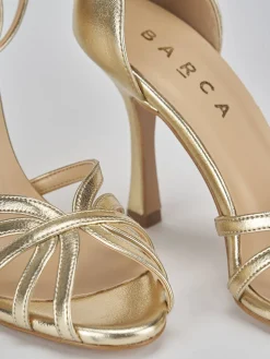 Sandalo tacco 9 cm oro pelle