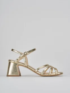 Sandalo tacco 6 cm oro pelle