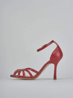 Sandalo tacco 9 cm rosso pelle