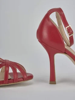 Sandalo tacco 9 cm rosso pelle