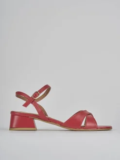 Sandalo tacco 3 cm rosso pelle