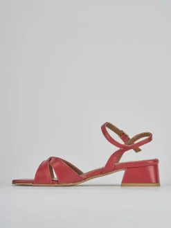 Sandalo tacco 3 cm rosso pelle