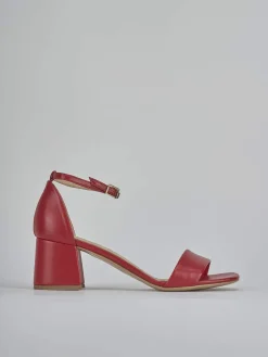 Sandalo tacco 6 cm rosso pelle