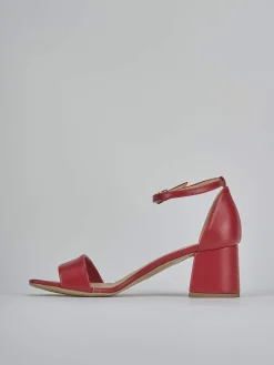 Sandalo tacco 6 cm rosso pelle