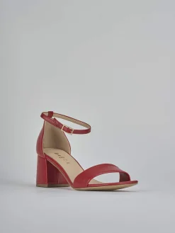 Sandalo tacco 6 cm rosso pelle