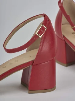 Sandalo tacco 6 cm rosso pelle