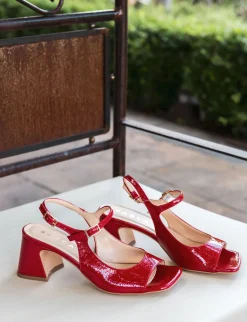 Sandalo tacco 6 cm rosso vernice