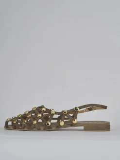 Sandalo tacco 1 cm testa camoscio