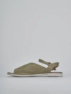 Sandalo tacco 1 cm verde pelle