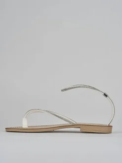 Sandalo tacco 1cm argento pelle