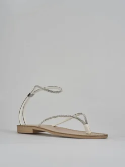 Sandalo tacco 1cm argento pelle