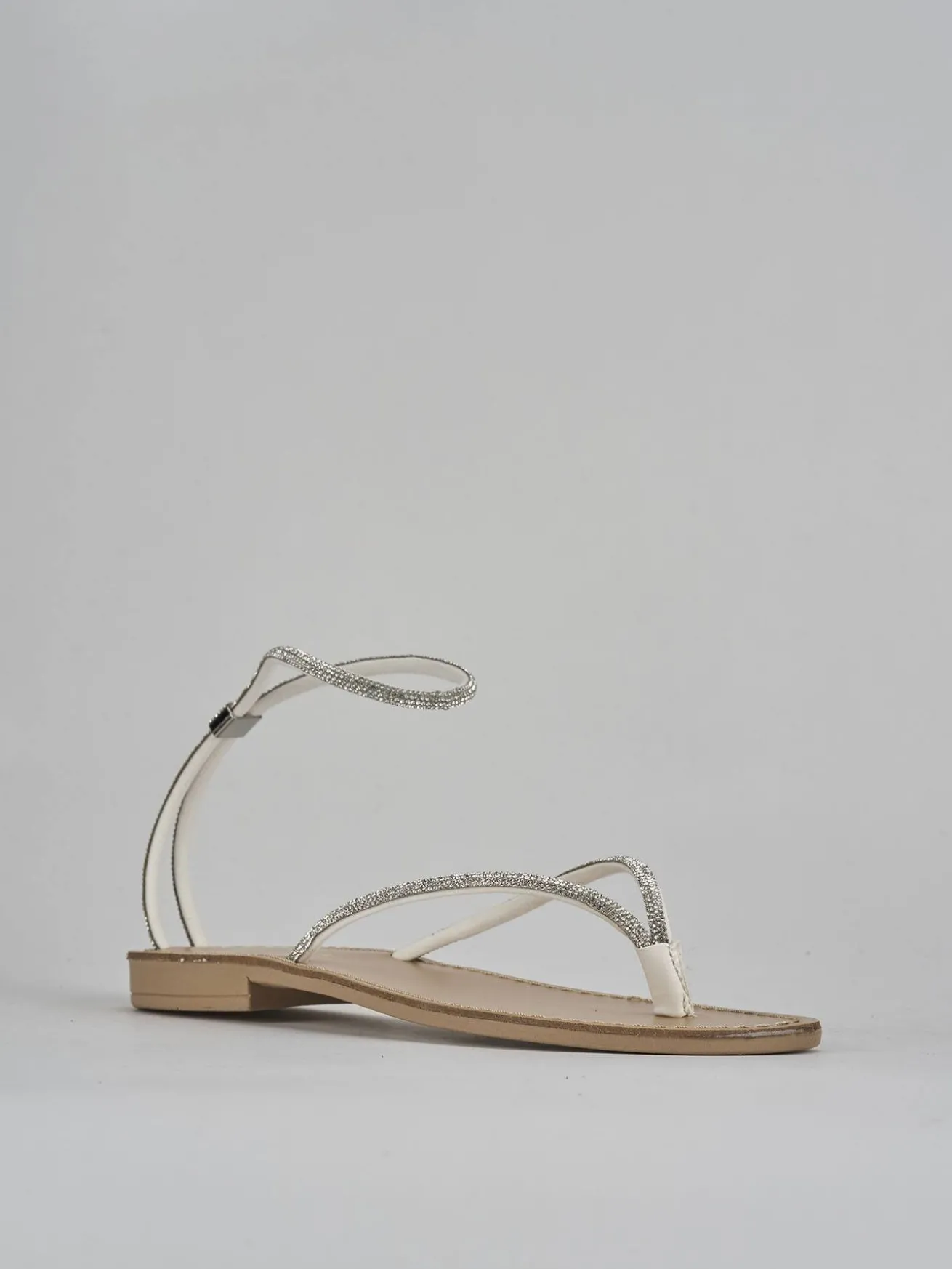 Sandalo tacco 1cm argento pelle