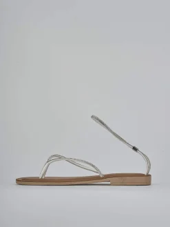 Sandalo tacco 1cm argento pelle