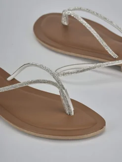 Sandalo tacco 1cm argento pelle