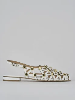 Sandalo tacco 1cm bianco pelle