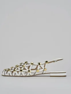 Sandalo tacco 1cm bianco pelle