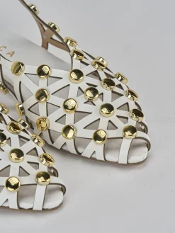 Sandalo tacco 1cm bianco pelle